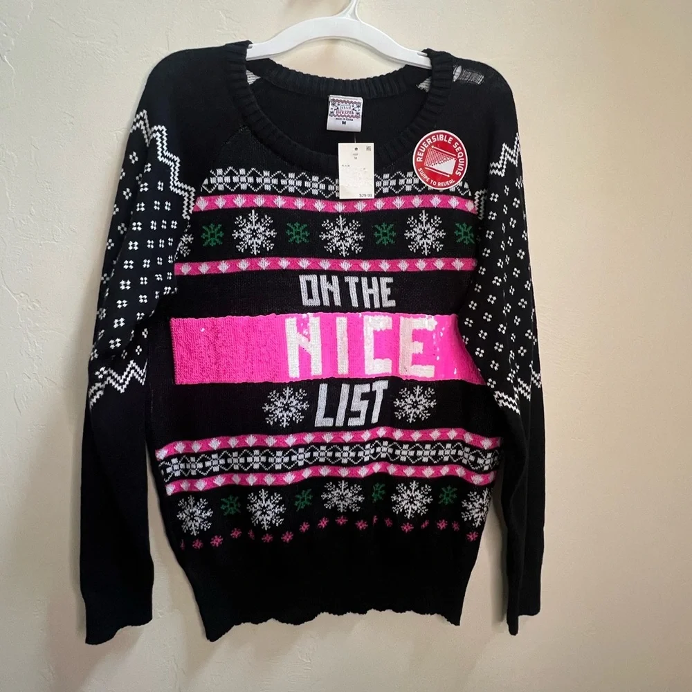 Black and‎ Pink Naughty List Sweater